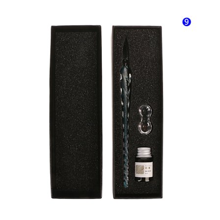 Kristallglas bläck presentpenna Vintage handgjord dip penna set med bläck pennhållare för skolan skriva ritning DIY konsttillbehör