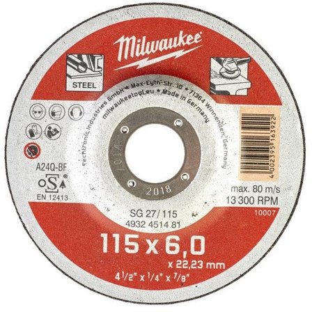 Milwaukee SG 27 Contractor Kappeskive 115x6 mm, Maskintilbehør & forbruk