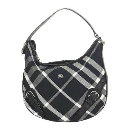 Burberry Vintage, Pre-owned Supernova Check Canvas Hobo Bag Zwart, Dames, Maat:ONE Size