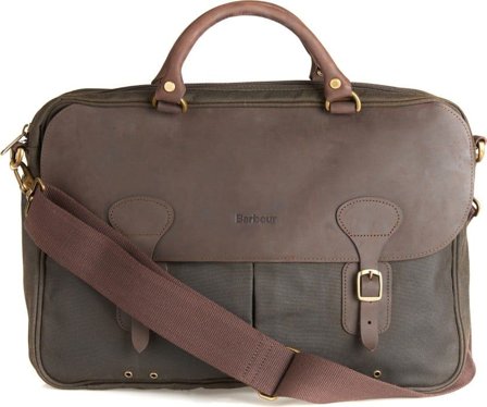 Barbour Wax Leather Briefcase Olive