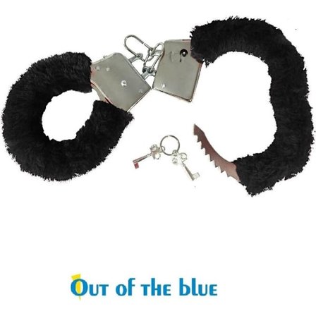 Handbojor - Plysch - Svart - Metall - Fluffiga - 2 nycklar - Metall - Kul - Fest - Handbojor