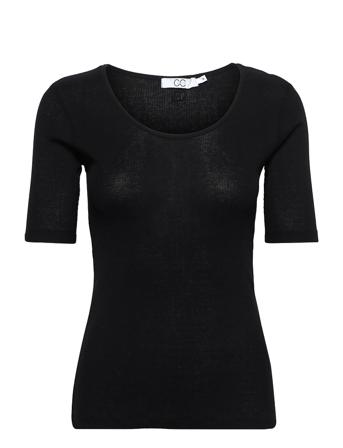 Cc Heart Silk Scoop Neck T-Shirt T-shirt Top Sort Coster Copenhagen