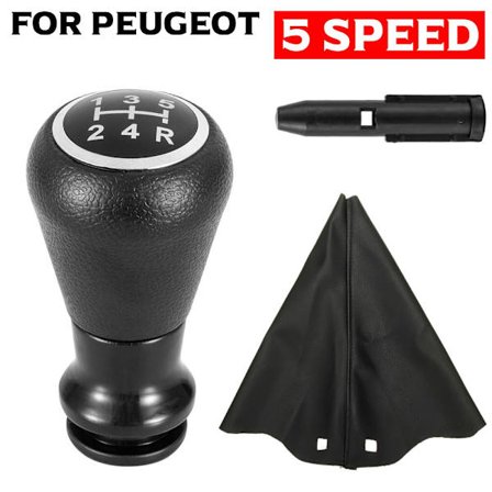 Kromad bil ABS Växelspaksknopp Manuell 5 Växlar För Peugeot 106 107 206 207 306 307 308 3008 406 5008 605 807-Svart-5 Växlar