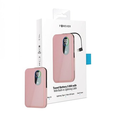 Fore Core Powerbank 5000Mah Hurtigopladning med Lightning-kabel