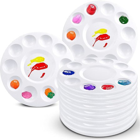 12 kpl Maalipalettia, muovinen pyöreä paletti lapsille tai oppilaille maalaamiseen, tee-se-itse-askarteluun kotona, päiväkodissa tai koulussa