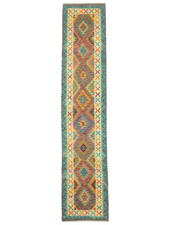Orientalisk Kelim Afghan Old Style 80X384 Hallmatta Ull, Afghanistan