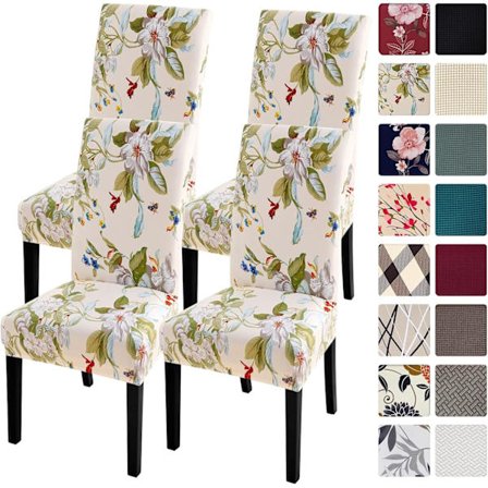 Tuolinpäälliset, 4 kpl, Spandex Super Fit Stretch Irrotettavat Pestävät Keittiön Parsons Suojat Ruokailuhuoneeseen, Hotelliin, Seremoniaan, Beige+