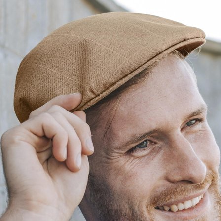 Gorra plana de cuadros beige Tirreno para hombres - Boinas para hombre