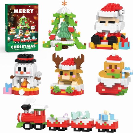 Julebyggesæt med 6 i 1, 2024 stabelbare legetøj, julegaver til børn og voksne