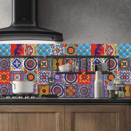 Flis-klistremerke for bad og kjøkken, 24 stk veggklistremerker limflis dekorativ sementflis lim klistremerke for veggfliser dekor (15x15