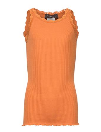 Silk Top W/ Lace T-shirts Sleeveless Oransje Rosemunde Kids*Betinget Tilbud