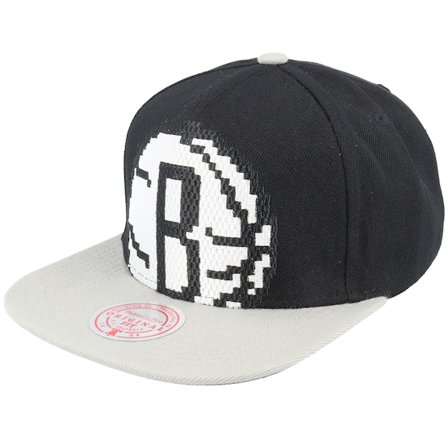 Mitchell & Ness - Brooklyn Nets 8 Bit Xl Black/Grey Snapback Snapback Black Cap - NBA @ Hatstore