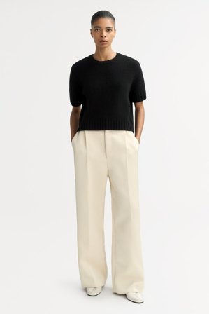 Soft Goat - Chunky short sleeve - Women cashmere sweater - L - Black