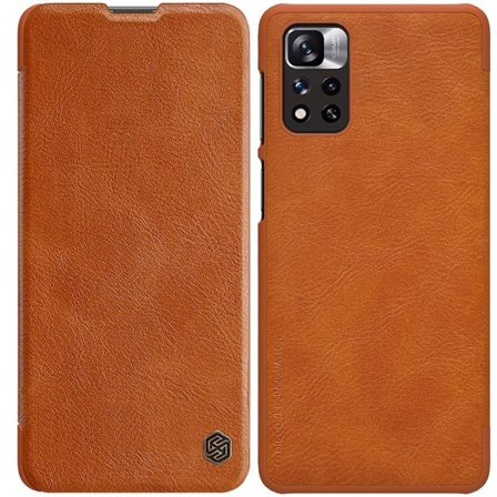 Nillkin Qin Flip Case for Xiaomi Redmi Note 11 Pro + / Mi11i HyperCharge - Brown Holster Cover