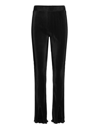 Pleata Slit Pants Bukser Med Rette Ben Svart Bzr