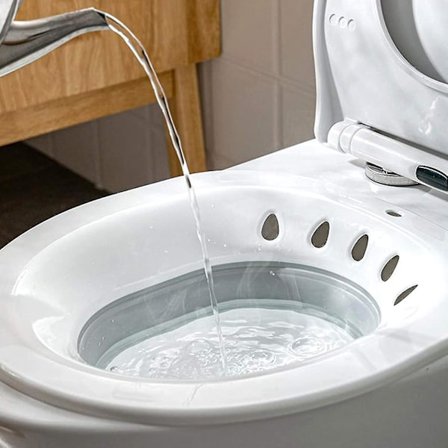 Sammenklappelig siddebad til toilet, sædebad til gravide, hæmorider, ældre, passer til universelle toiletter og kommodestol grå