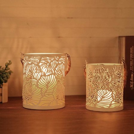 Ljusstakar 2-pack, bladformad ihålig ljusstake, värmeljushållare