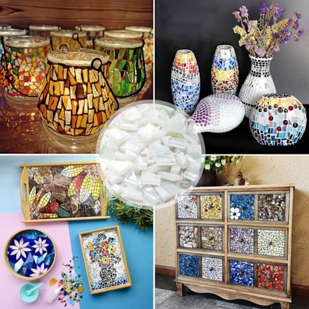 Om vigtigheden af 1 kg mosaikfragmenter, uregelmæssigt formede, håndlavede hjørnestykker af glas blandede farvepartikler