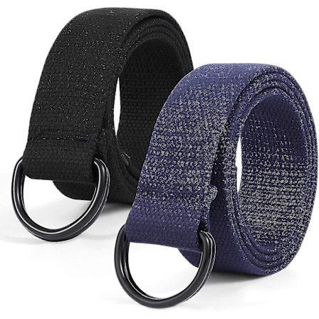 2-pak Herre Canvas Bælte Med Dobbelt D-ring, Holdbart Og Justerbart Casual Web Bælte