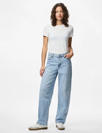 Pieces Pcgrace Mw Barrel Ank Jeans Noos Bc - Blue - 33 x 32