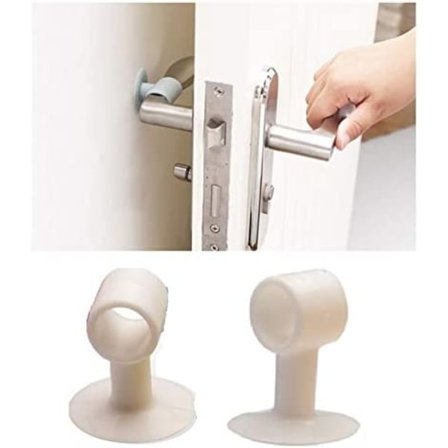 IC 8X Gummi DÖRRSTOPP/DÖRRHANDTAG Silikon Bumper - Klar/Vit