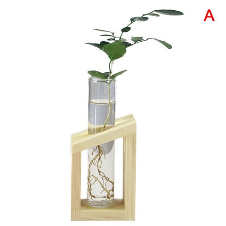 Glasrör Vaser Träställ Blomkrukor Hydroponic Plant Hemträdgård Enkel dekoration