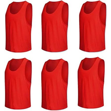 6-pakks (S, 4 til 8 år, rød) Fotballvest Jersey Nylon Mesh Sports Pi