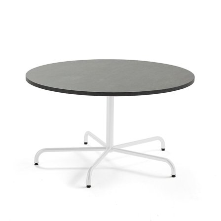 Bord PLURAL, Ø1300 H720 mm, linoleum, mørk grå/hvit