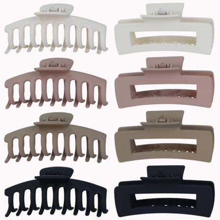 Store hårklemmer, 8-pakning med hårklemmer til kvinner og jenter, sterke styling matte klohårklemmer for kvinners tykt og fint hår, 90-talls vintage 