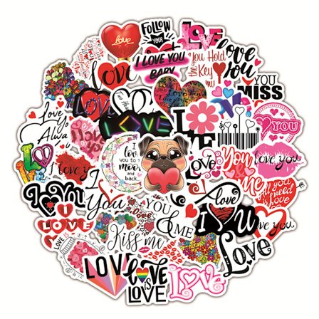 Kjærlighetsklistremerker 50 stk I Love You Hjerte Graffiti Klistremerker Valentinsdag