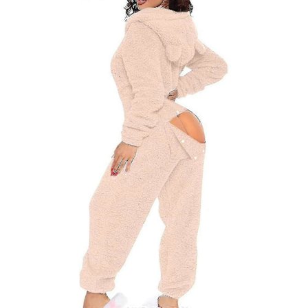 Sexet voksen onesie pyjamas til kvinder med bagklap, fleece hætte, heldragt, dame fluffy nattøj, Black Friday
