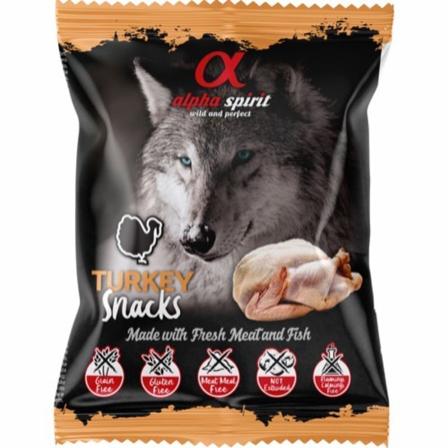 Alpha Spirit Turkey Snack 50g, Hund, Hundesnacks, Treningsgodbiter
