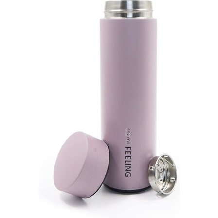 Isolert teinfuser med filter og lokk, kaffetermos i rustfritt stål, termos for te, dobbeltvegget vannflaske, tekrus for te, kaffe, 450 ml