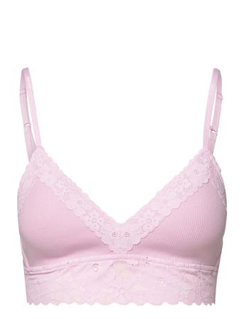 Real Happy Ll Wl Rib Lingerie Bras & Tops Soft Bras Triangle Bras Rosa Aerie