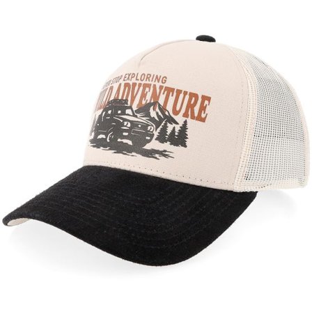 Wild Spirit - Beige trucker Keps - Off-road Exploration Bg Beige Canvas/Black Suede A-frame Trucker @ Hatstore