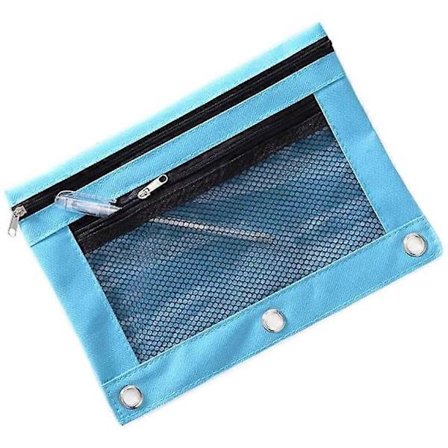 Kaksinkertainen vetoketjullinen 2-taskuinen penaali, läpinäkyvä verkkotiedostokotelo, vetoketjulliset kansiopussit penaalit niitillä vahvistetulla 