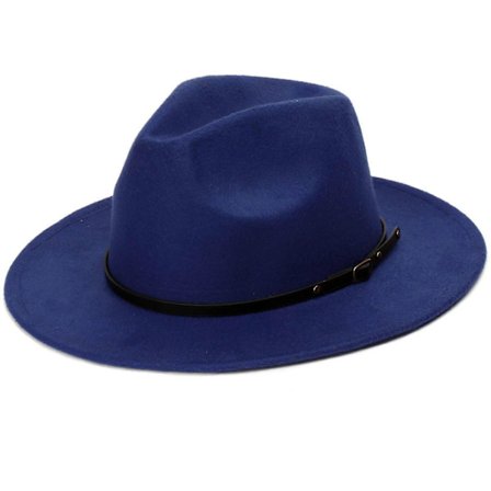 Dame Mode Klassisk Bredskygget Slasket Panama Hat Bæltespænde Uld Fedora Hat PG