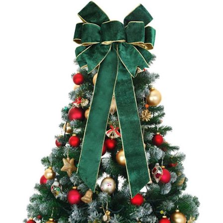 Julgransrosett, 60 cm, hög rosett, julgran, stor grön julrosett, sammetsrosett, matt, juldekoration för girlang, julgran,