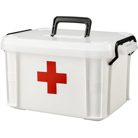 Multifunksjonell medisinboks for oppbevaring av medisinsk utstyr hjemme, to-lags plast, 24,5 x 1