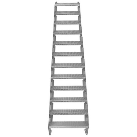 Gittertrappe - MONSTERSHOP - 12 Trin - Galvaniseret Stål - Justerbar Højde - Skridsikker