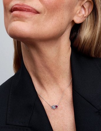 Pandora Hearts Sterling Silver Collier With Cherries Jubilee Red Crystal And Clear Cubic Zirconia - Silver - 45 CM