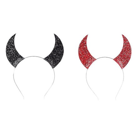 2 stk Halloween Djevel Horn Hodebånd Hårbånd Dekor Rekvisita Barn Paljett Hårbånd Hår Til Cosplay Kostymefest (rød + Svart)