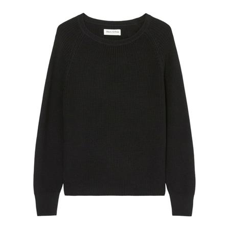 Marc O'Polo, Slightly cropped crewneck knitted jumper Zwart, Dames, Maat:L