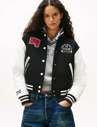 Tommy Jeans Tjw Wool Varsity Jacket - Black - S