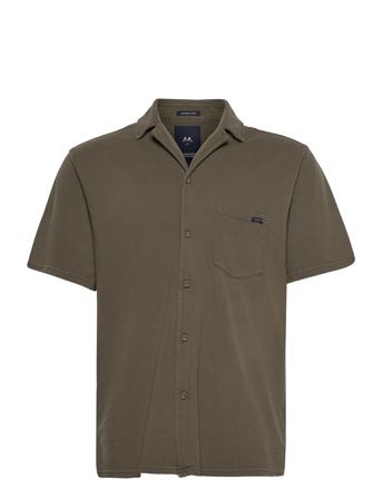 Garment Dyed Piqué Shirt S/S Green Lindbergh
