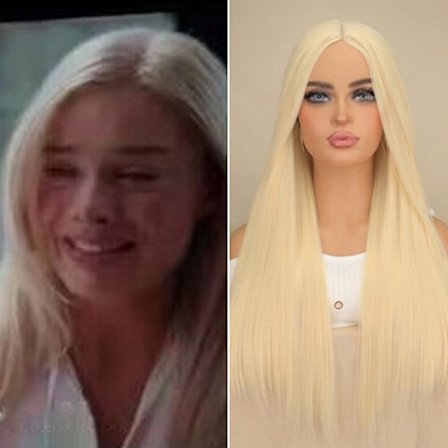 Blond Barbie Film Cosplay Paryk Lang Bølget/Lige Platinblond Hår Festrekvisitter Parykker