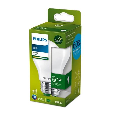 Philips Ultraeffektiv LED Lyspære E27 4W 3000K