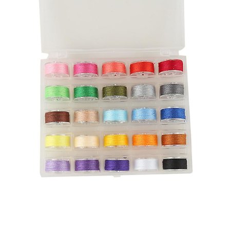 25 stk flerfarget spoletråd Polyester trådsneller symaskin spoler med oppbevaringsboks for broderi sytilbehør