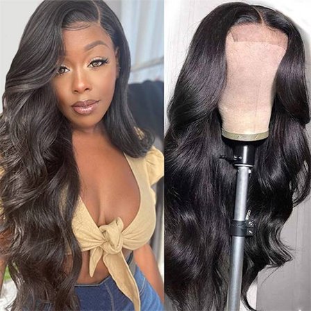 Body Wave Lace Front Menneskehår Parykker Pre Plucked Bleached Knots W