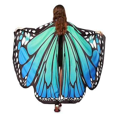 Sommerfuglvinger Sjal for Kvinner Halloweenfest Kompatibel med Jenter Voksen Festivalkostyme Bruk Kle deg opp Kappe Multicolor